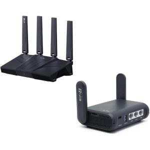 imageGLiNet GLBE9300Flint 3 TriBand WiFi 7 Router ampamp GLiNet GLAXT1800Slate AX Portable Gigabit Travel Router